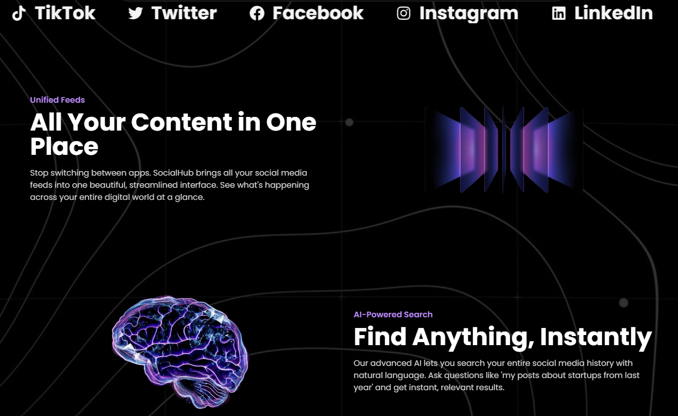 SociaLink landing page UI